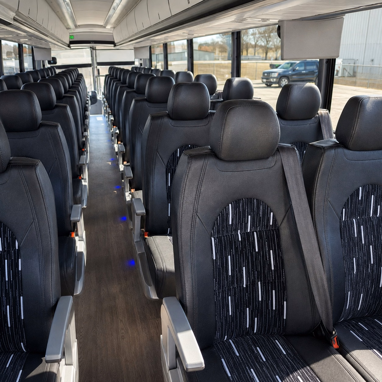 56 passenger charter bus inside