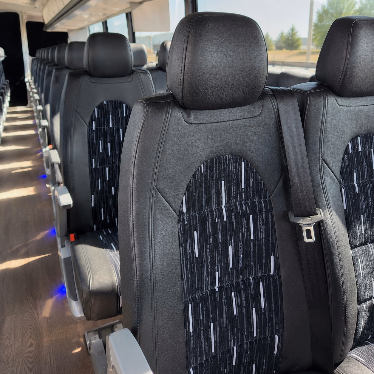 irving charter bus rental interior